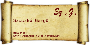 Szaszkó Gergő névjegykártya