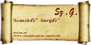 Szaszkó Gergő névjegykártya